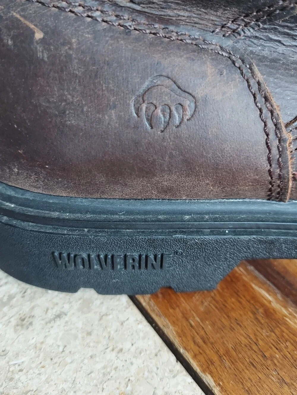 Wolverine Dark Brown Leather Lace-Up Steel Toe Work Boots Size 10M